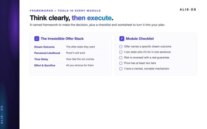 Frameworks, checklists and worksheets